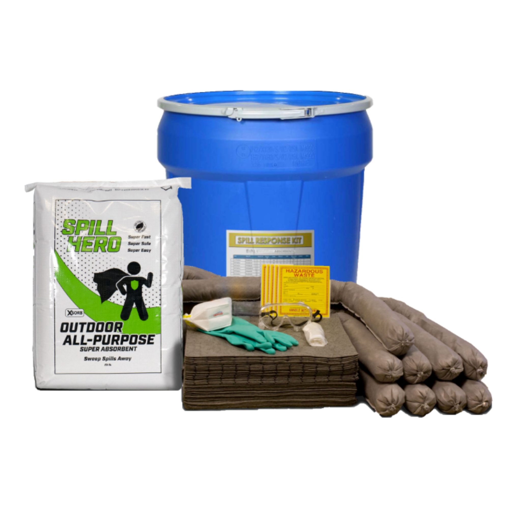 Spill Hero Universal Spill Kit - 30 Gal. Drum, Granular Absorbent, Model# XKD30D